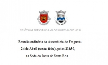 Reunião ordinária da Assembleia de Freguesia